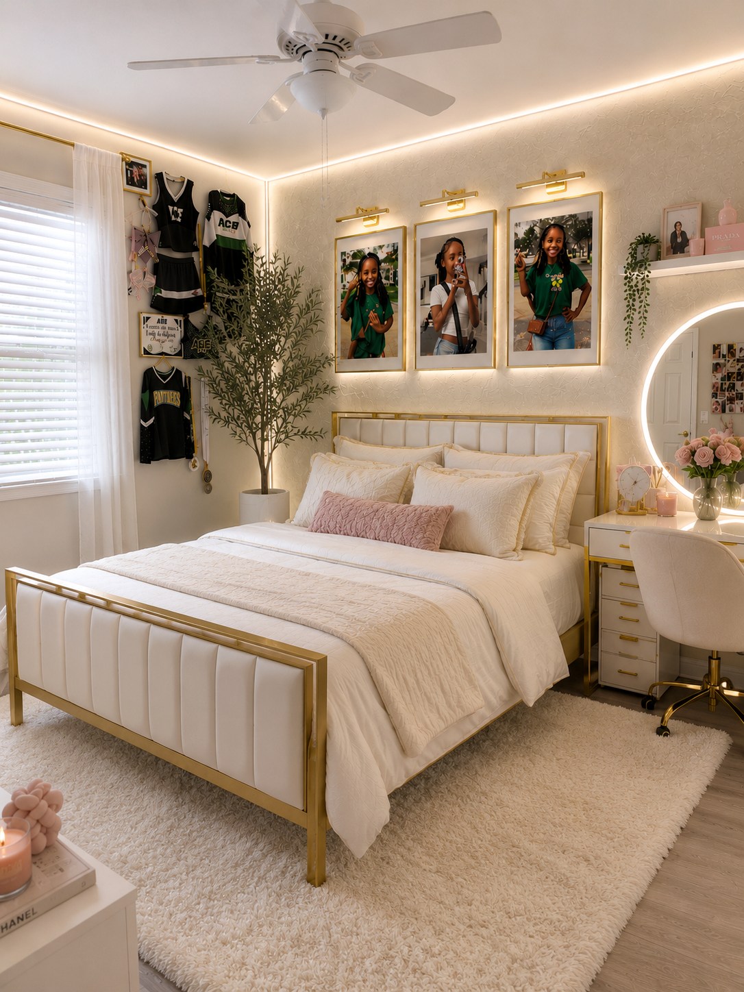 Gold and white luxury bedroom styled by Maison Vale Studio